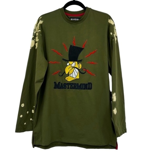 NEW MAKOBI Big & Tall Mastermind T-Shirt Khaki Green Tie Dye Crystals Size Large - Picture 1 of 6